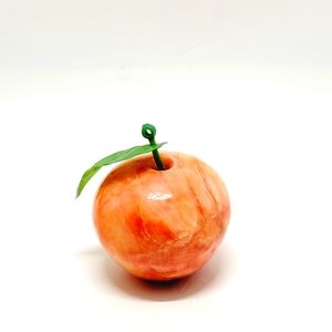 Art Marble Apple with Leaf Paperweight Fruit Multicolor Sculptural Decorative.